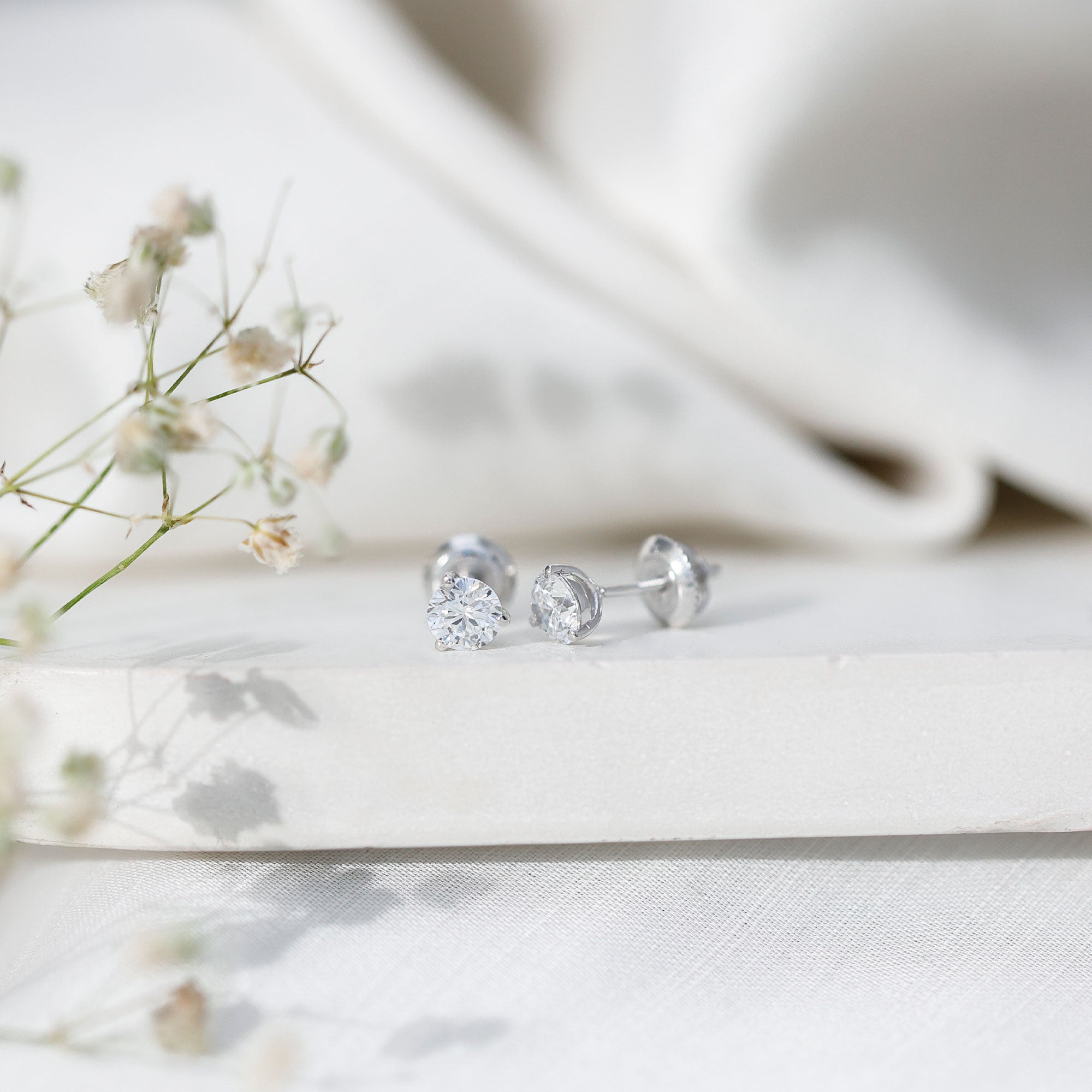 Solitaire Lab Grown Diamond Martini Stud Earrings