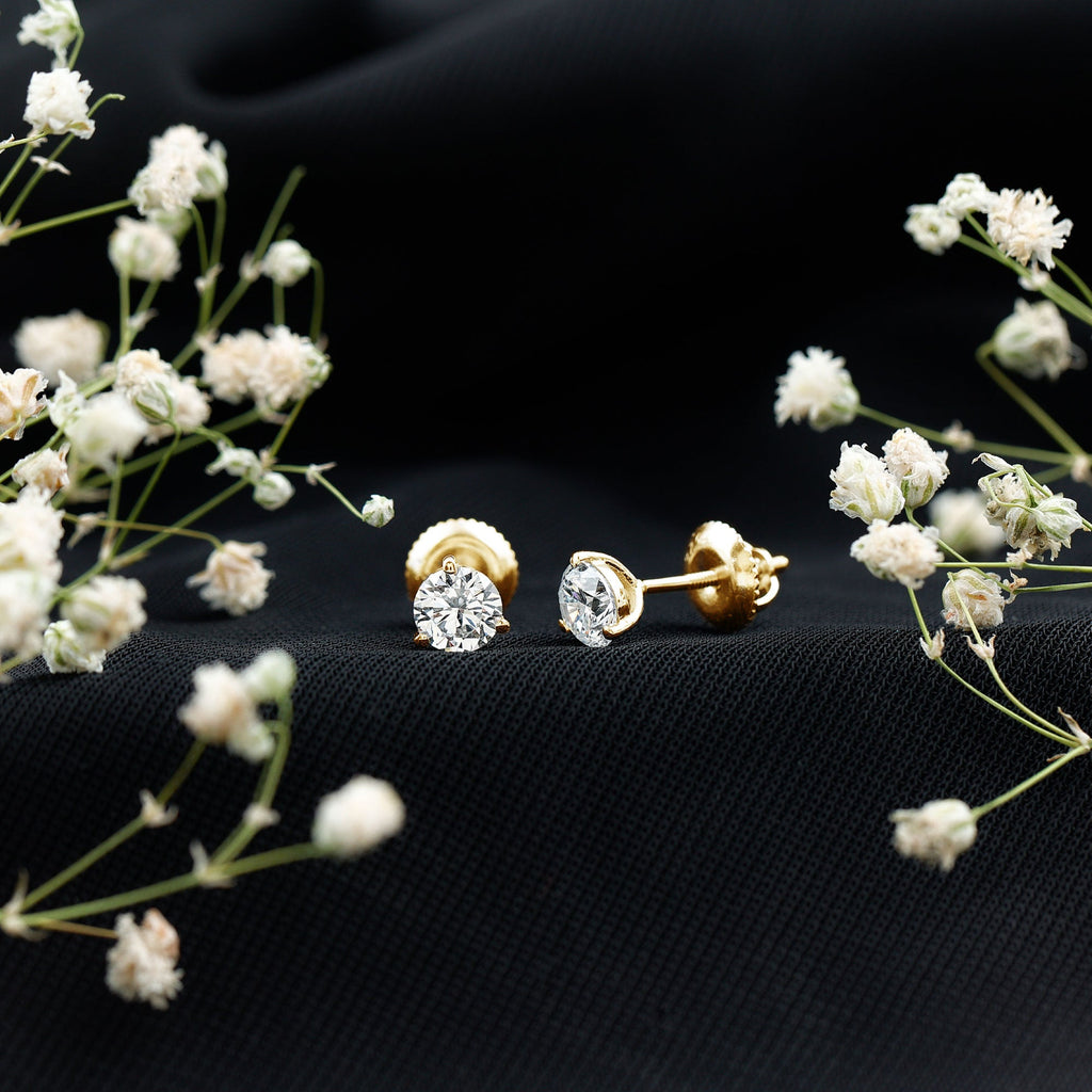 Solitaire Lab Grown Diamond Martini Stud Earrings