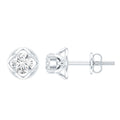 Round Lab Grown Diamond Solitaire Floral Stud Earrings