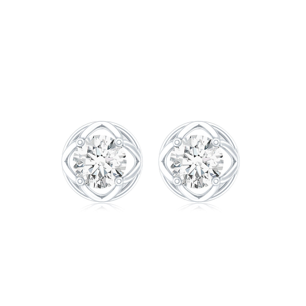 Round Lab Grown Diamond Solitaire Floral Stud Earrings