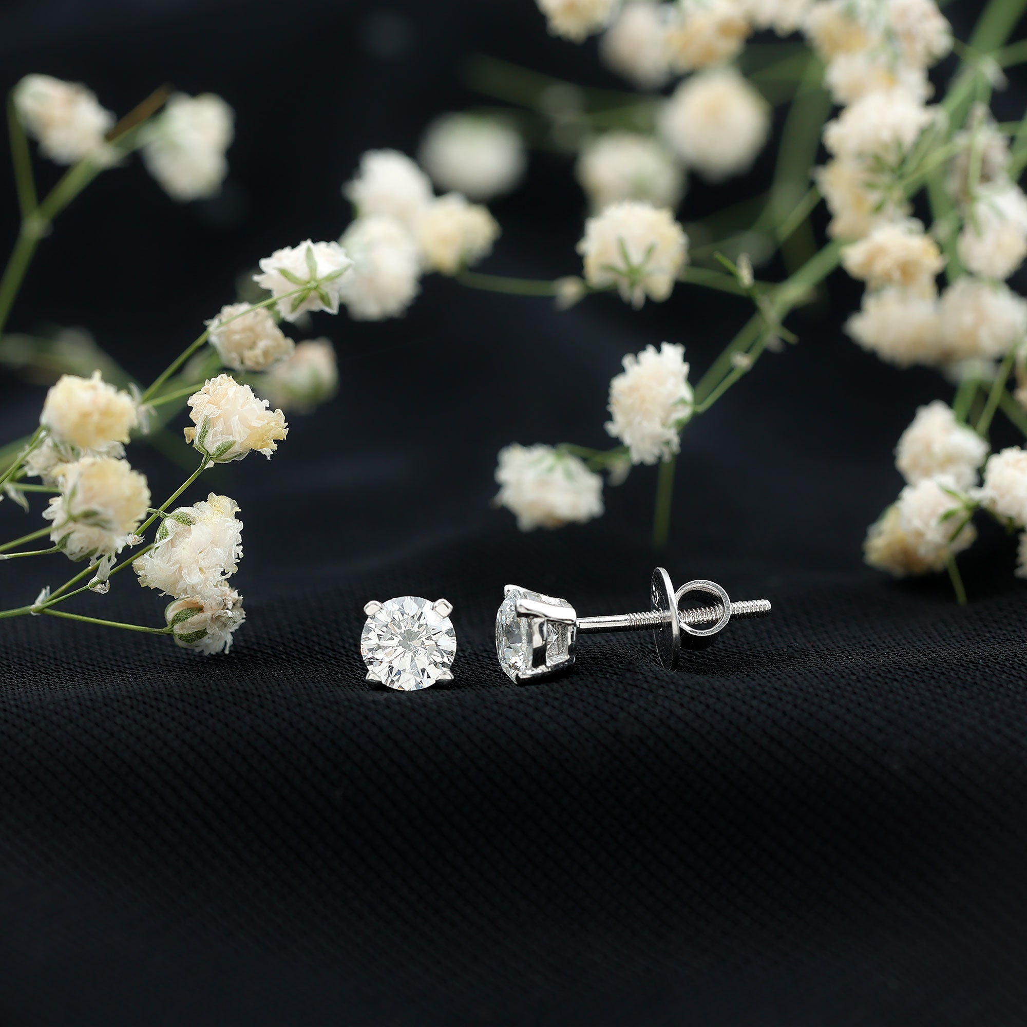 0.9 Carat Brilliant Cut Lab Grown Diamond Stud Earrings