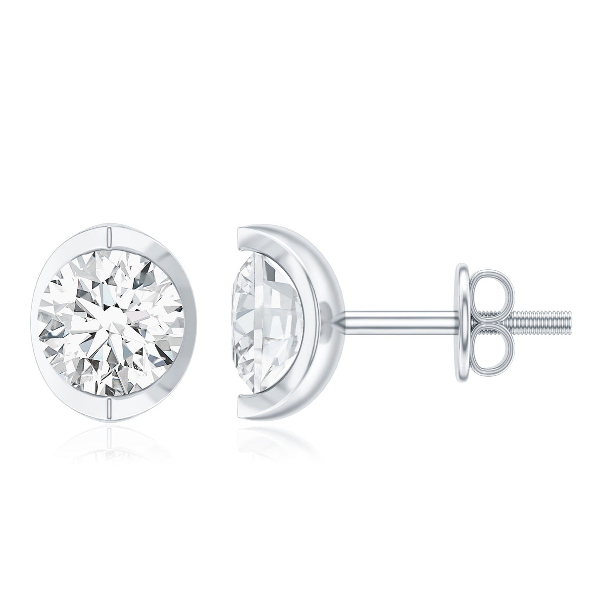 Minimalist 0.63 Carat Round Moissanite Solitaire Stud Earrings