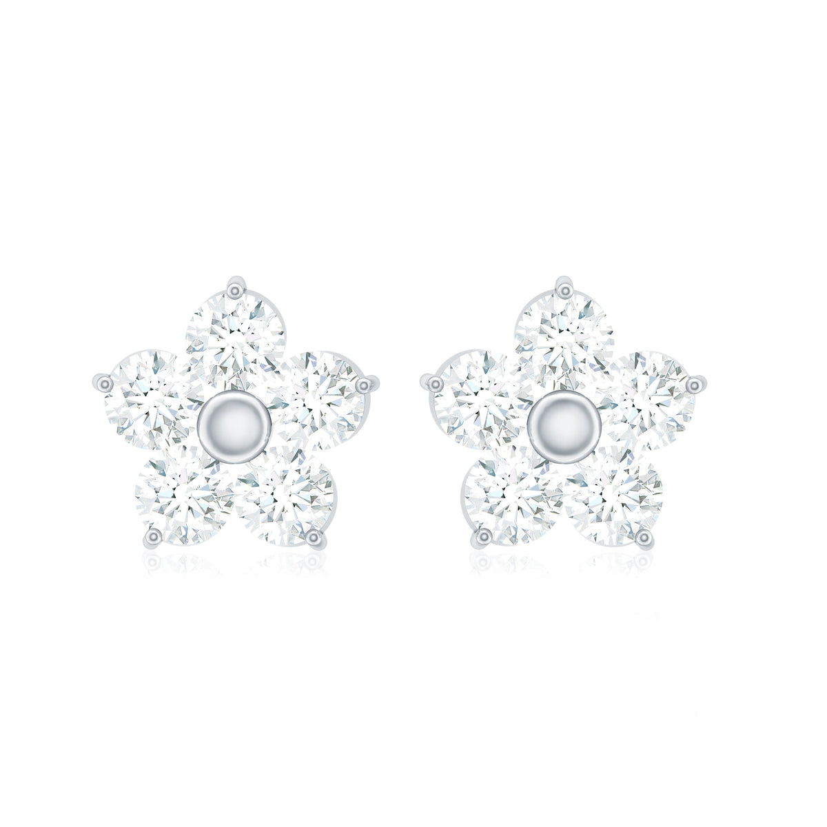 Natural Diamond Flower Stud Earrings
