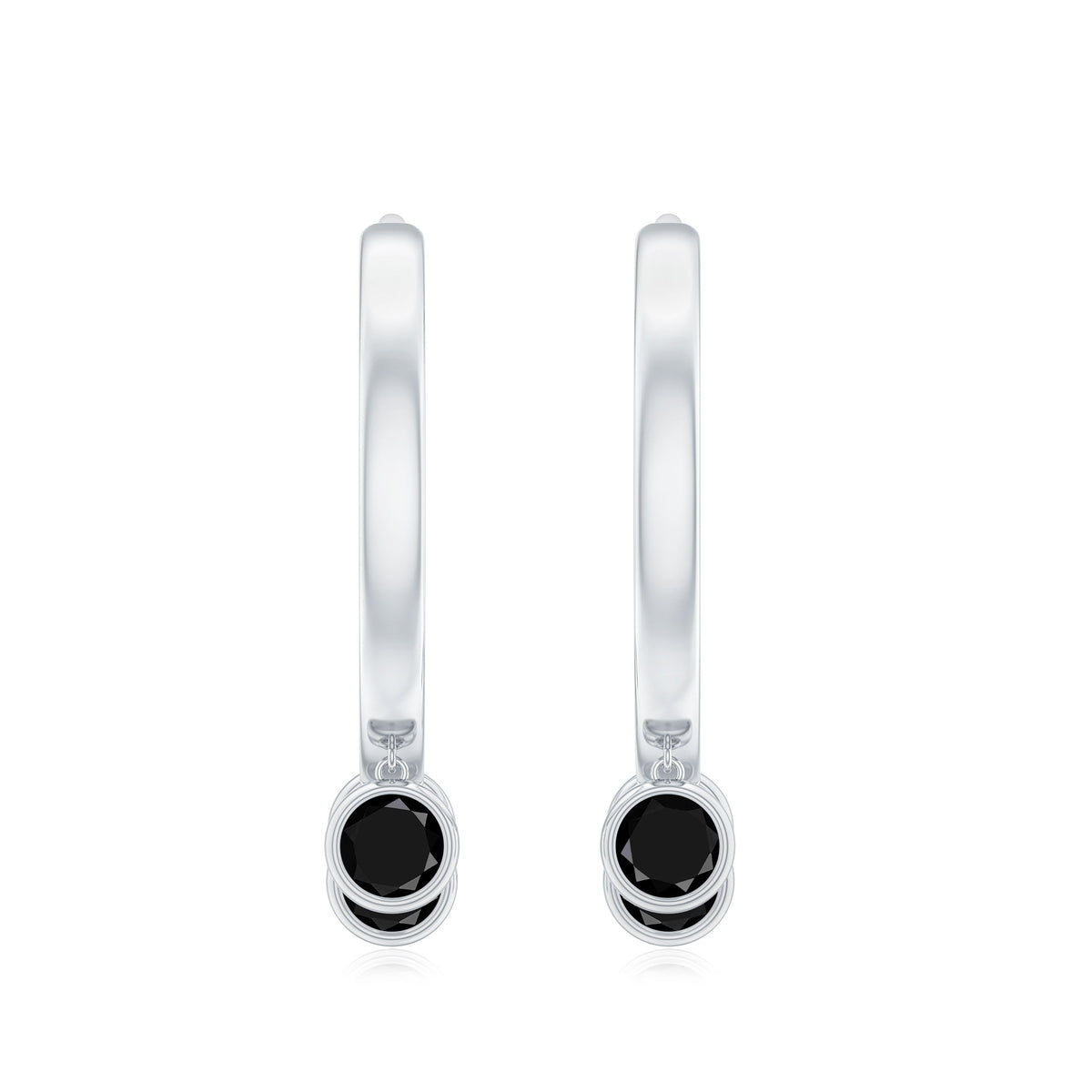 Genuine Black Onyx Hinged Hoop Drop Earrings