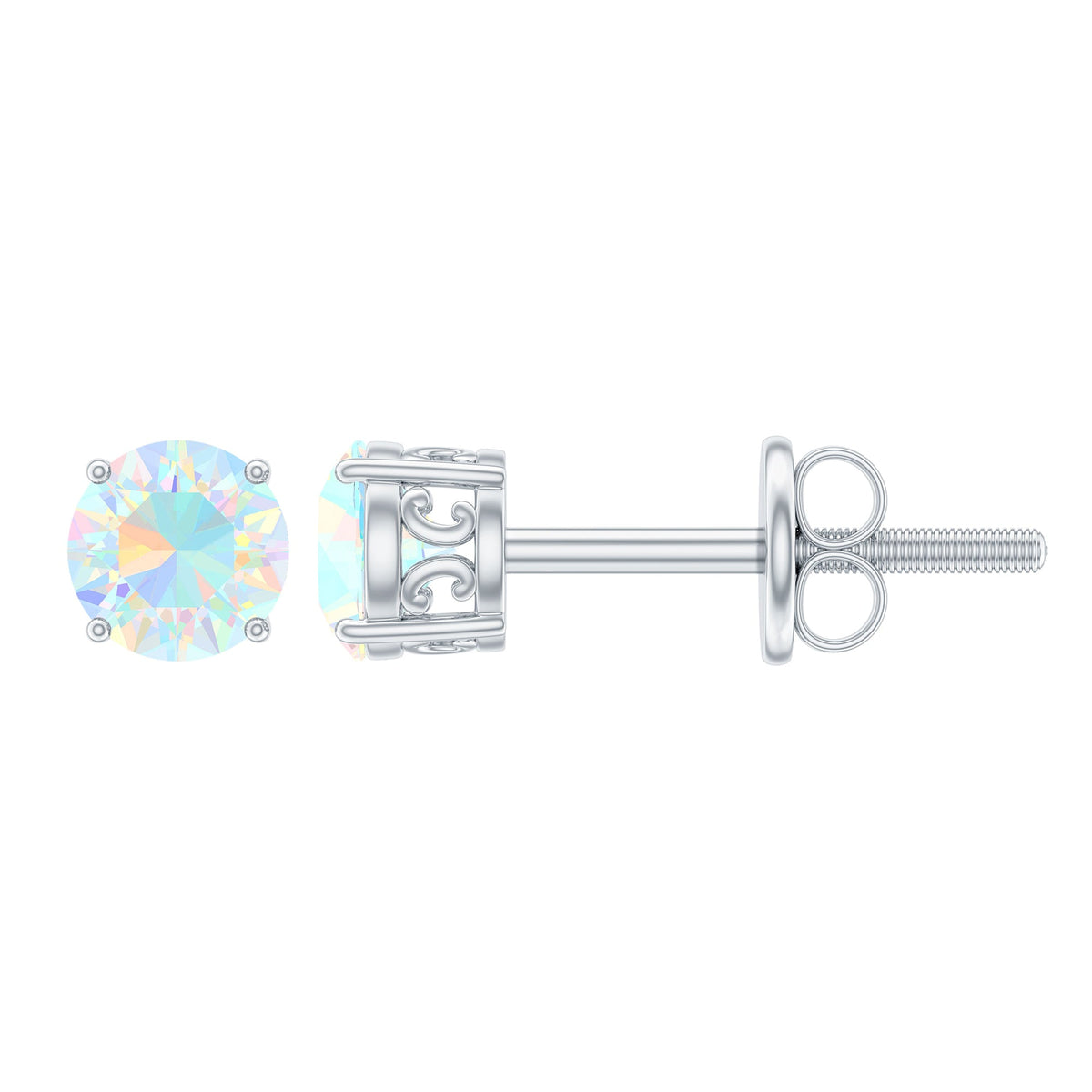 0.5 Carat Ethiopian Opal Solitaire Stud Earrings in 4 Prong Setting