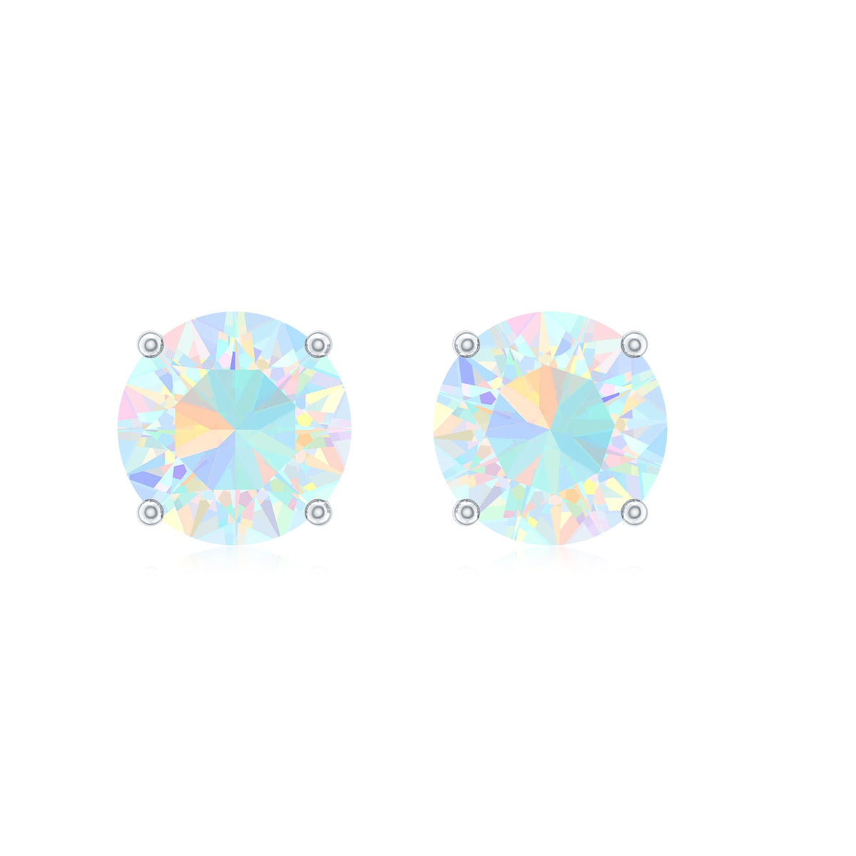 0.5 Carat Ethiopian Opal Solitaire Stud Earrings in 4 Prong Setting