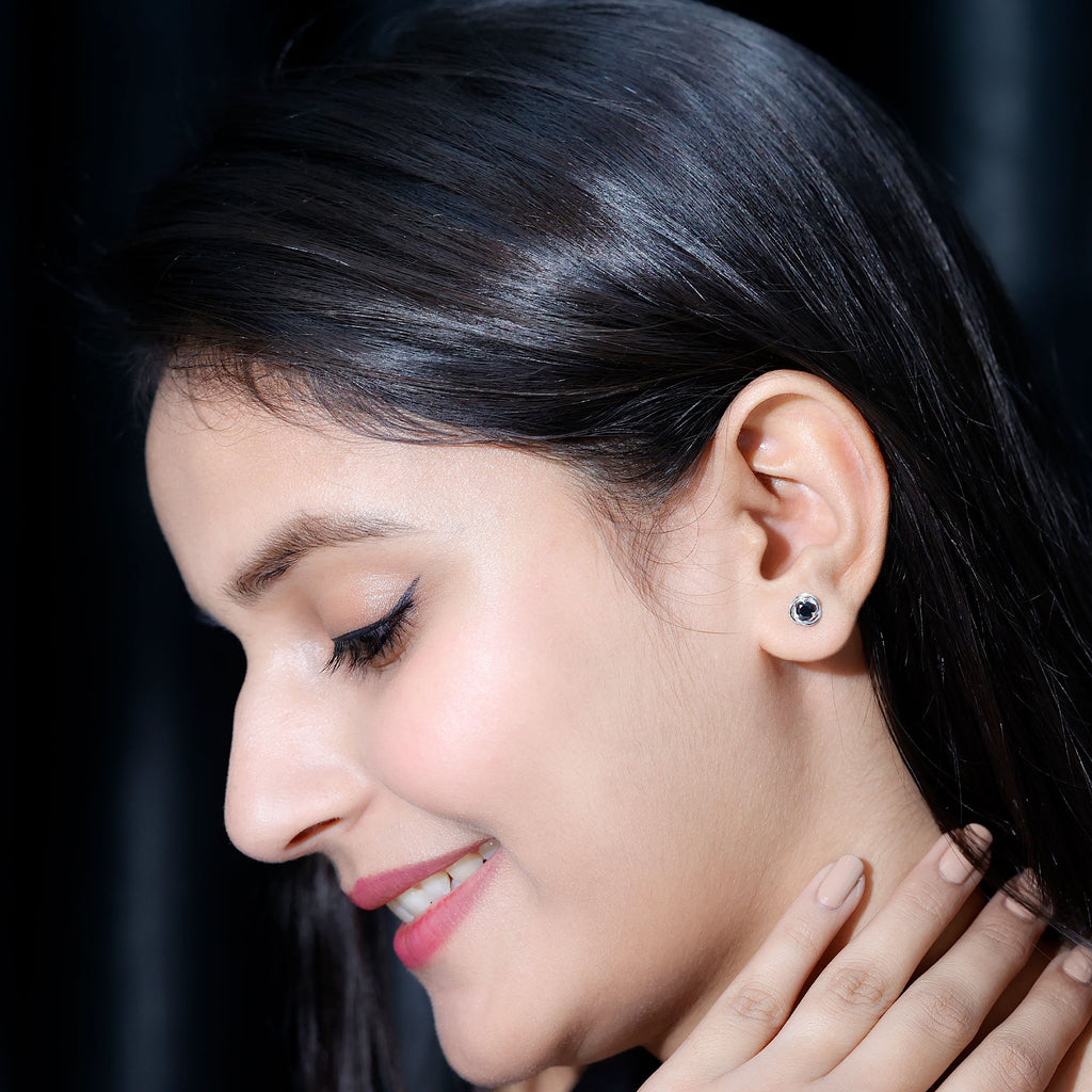 Solitaire Lab Created Black Diamond Swirl Stud Earrings