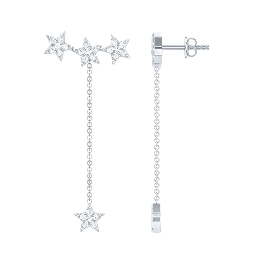 Natural Diamond Star Dangle Earrings