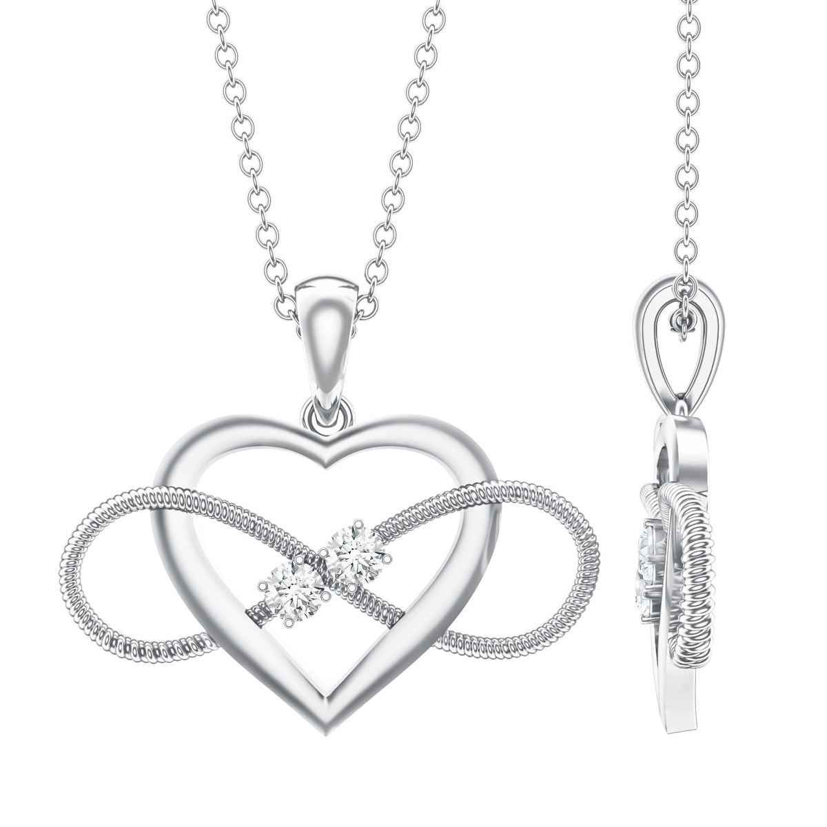 Natural Diamond Infinity Heart Necklace For Her