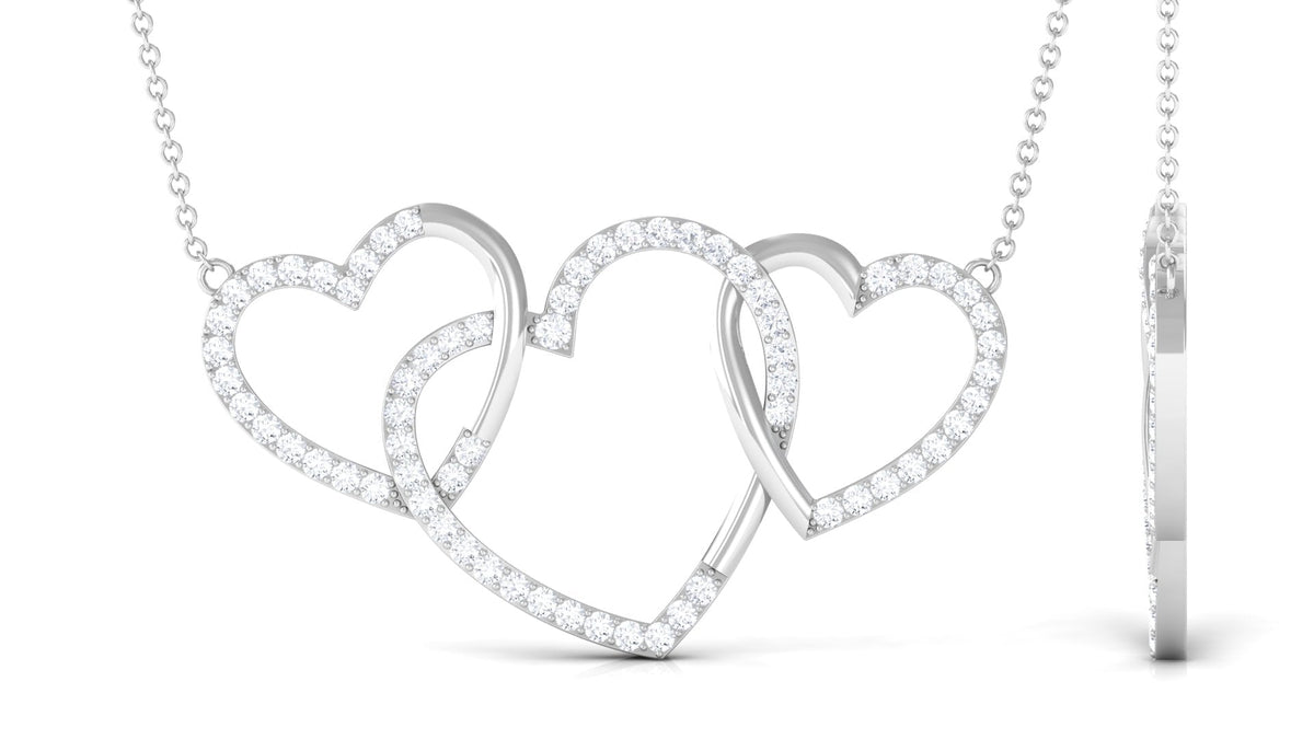 Certified Diamond Three Heart Necklace