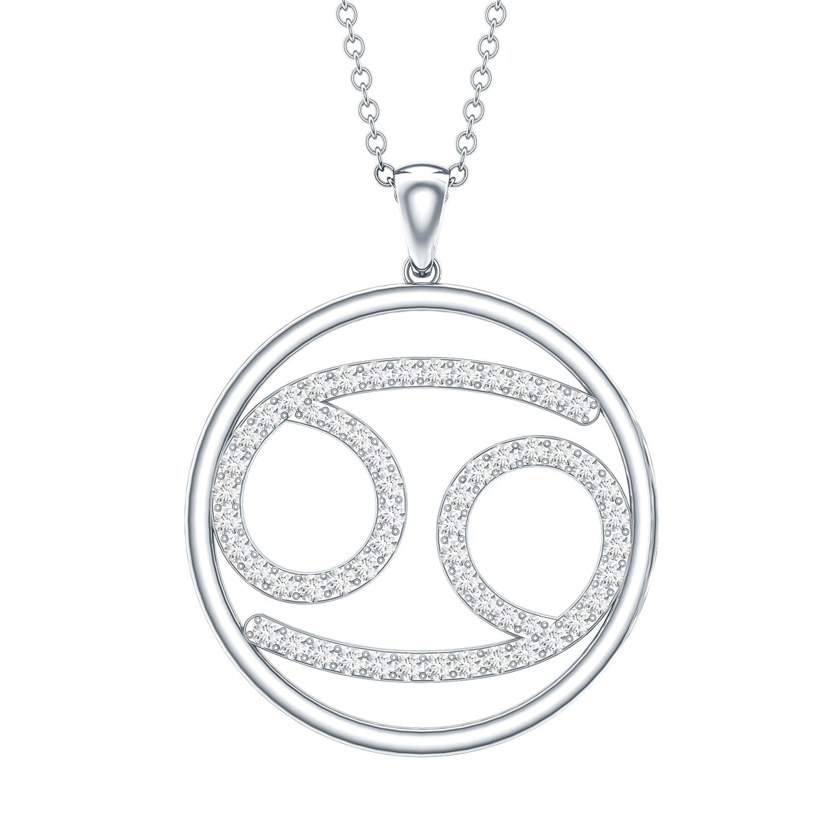 Certified Moissanite Cancer Zodiac Sign Necklace