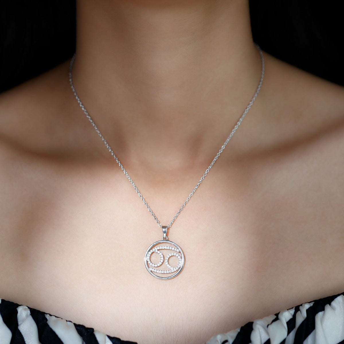 Certified Moissanite Cancer Zodiac Sign Necklace