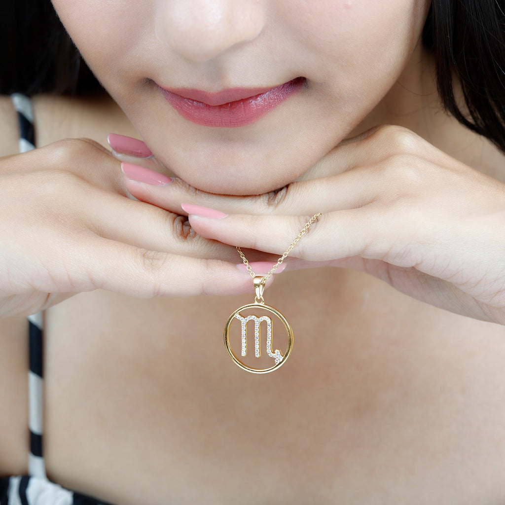 Certified Moissanite Scorpio Zodiac Pendant Necklace