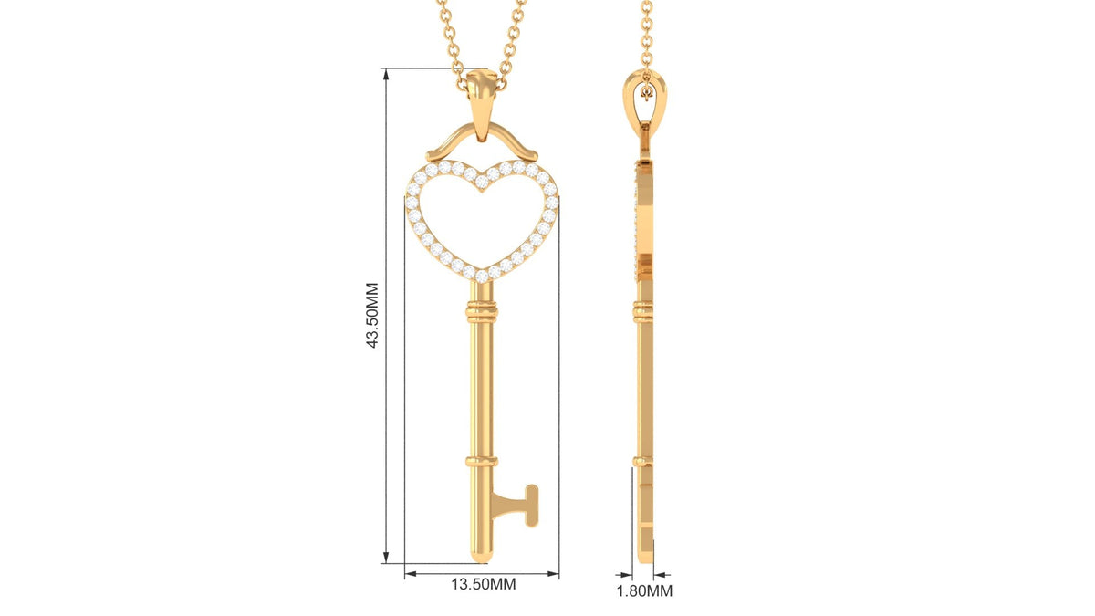 Certified Moissanite Open Heart Key Pendant for Her