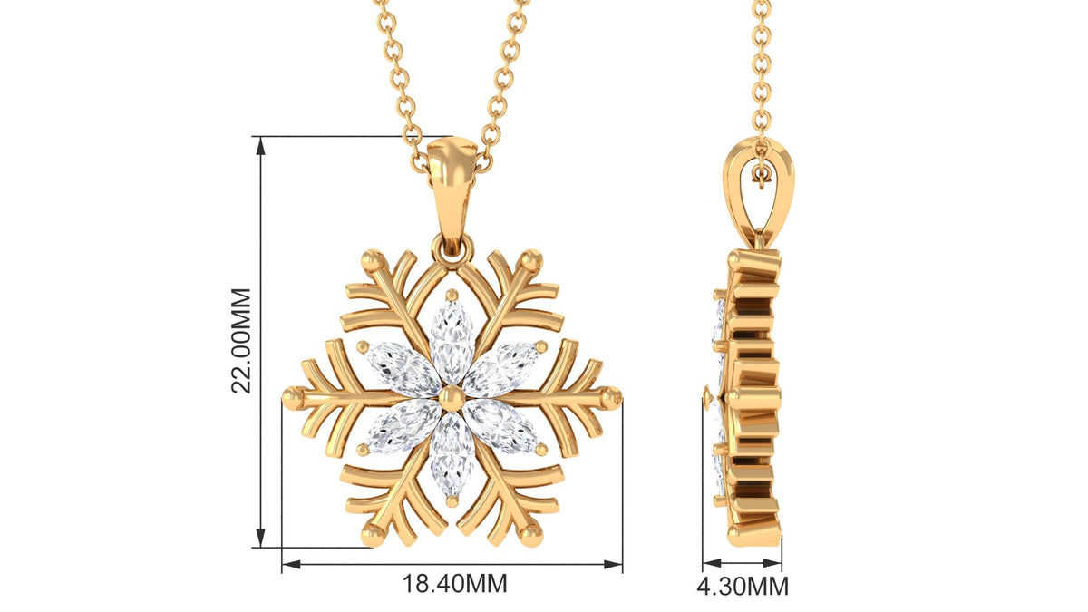 Certified Moissanite Snowflake Necklace for Women