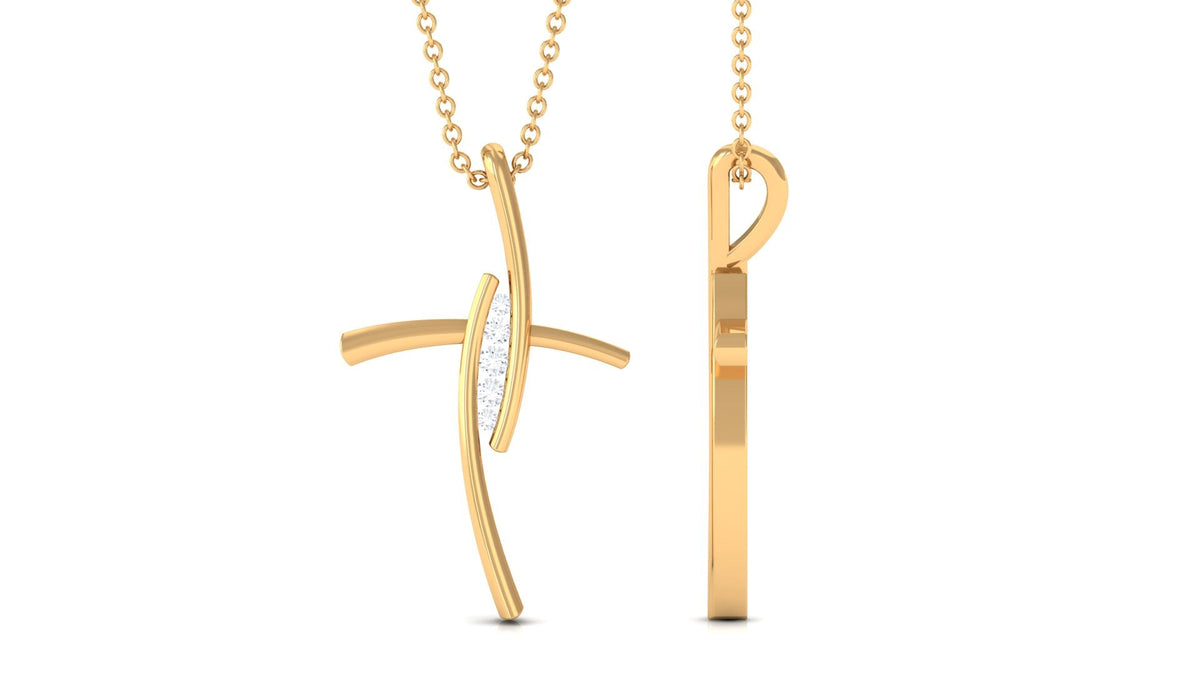 Contemporary Moissanite Religious Cross Pendant Necklace