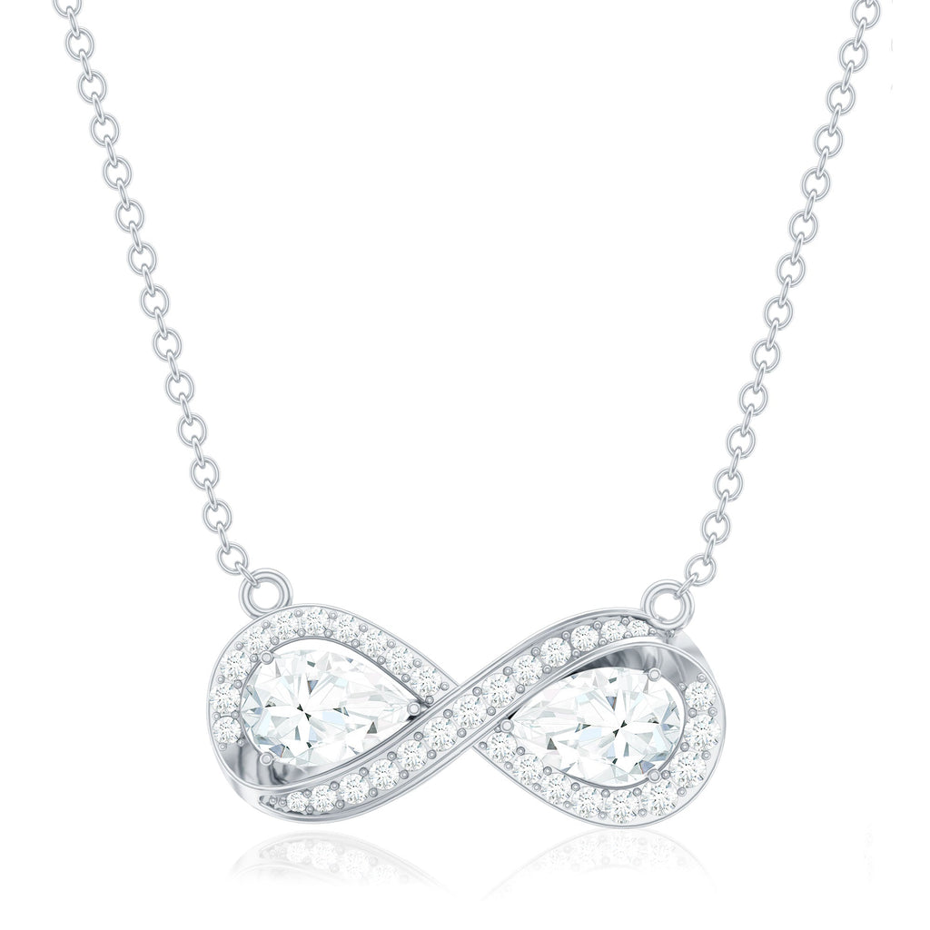 Certified Pear Shape Moissanite Infinity Necklace for Women