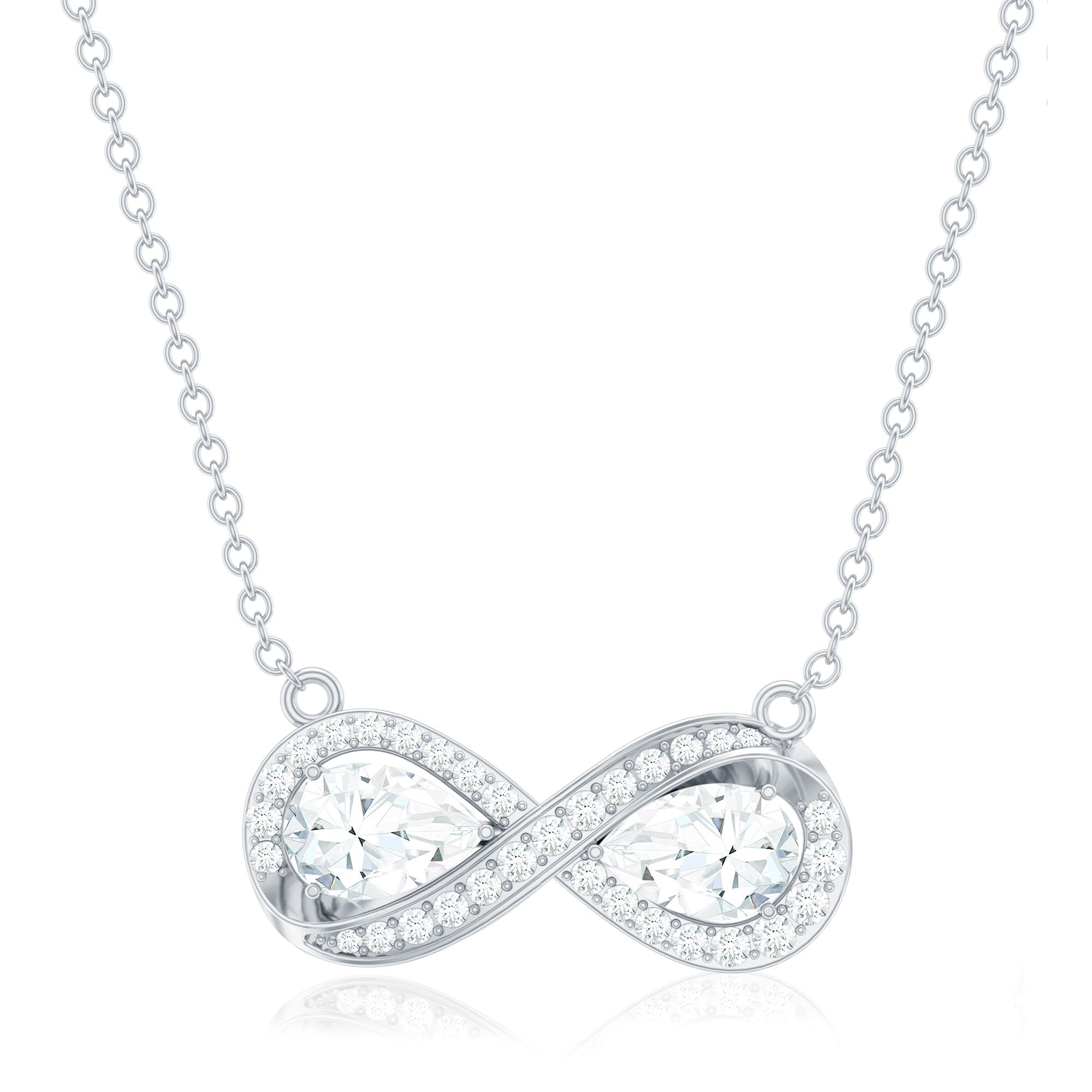 Certified Pear Shape Moissanite Infinity Necklace for Women