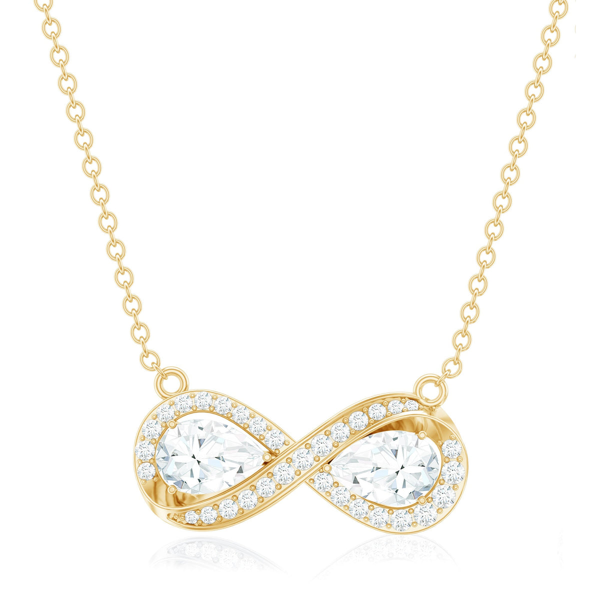 Certified Pear Shape Moissanite Infinity Necklace for Women