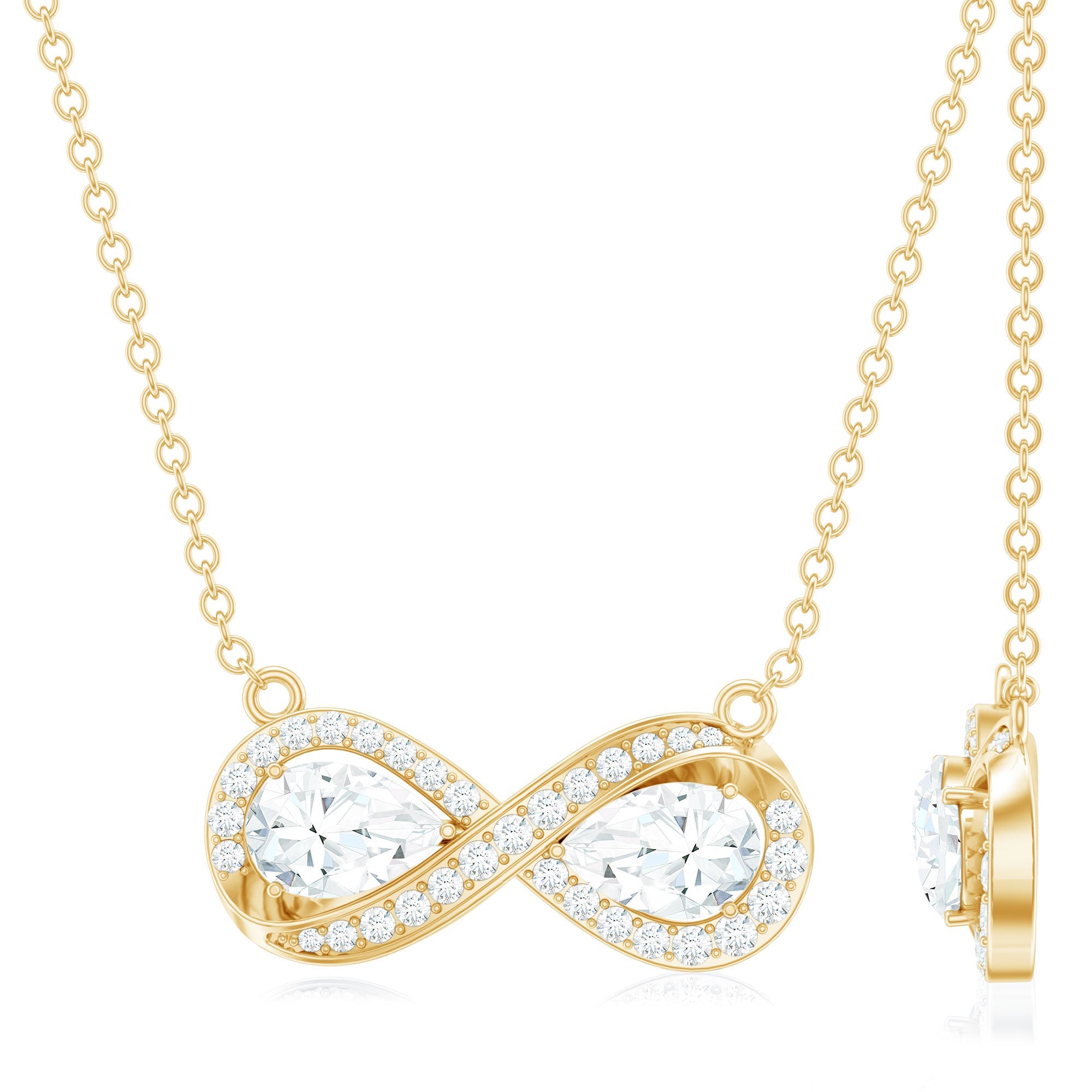 Certified Pear Shape Moissanite Infinity Necklace for Women