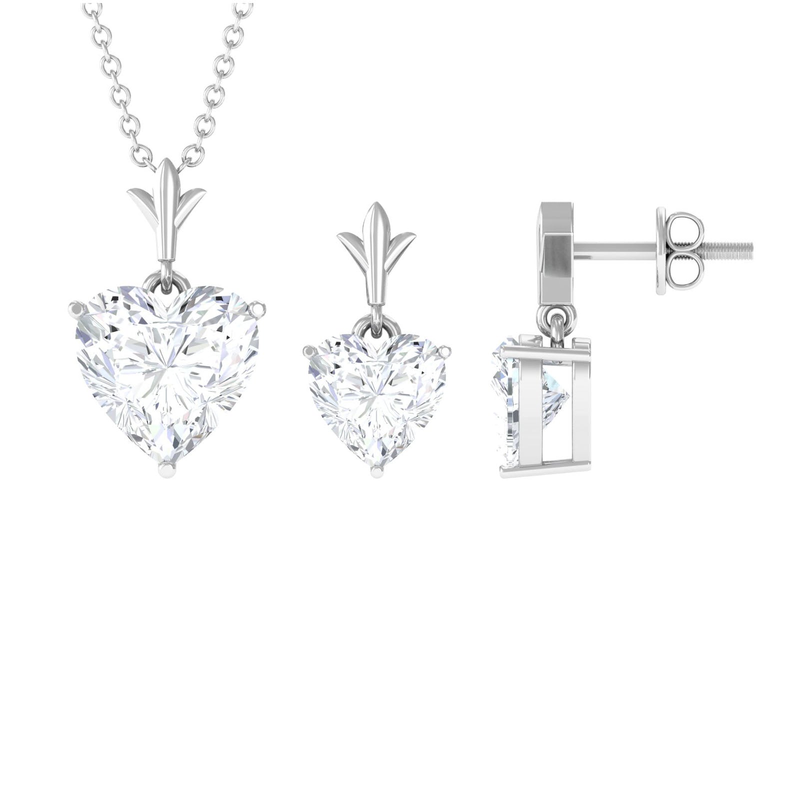 Certified Moissanite Heart Jewelry Set for Women