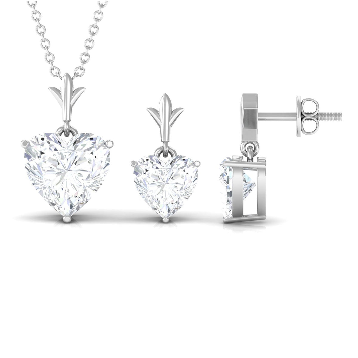 Certified Moissanite Heart Jewelry Set for Women