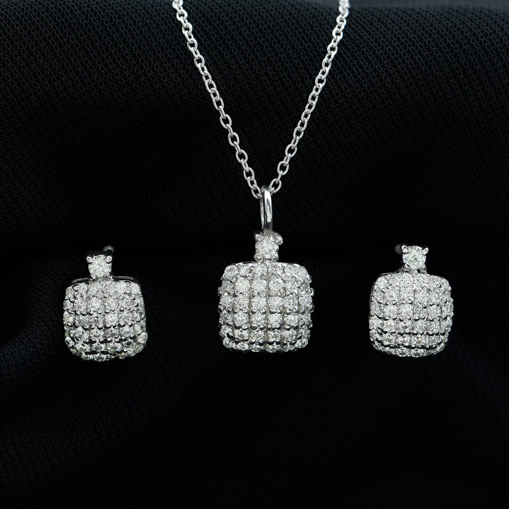 Round Moissanite Matching Necklace and Earrings Set