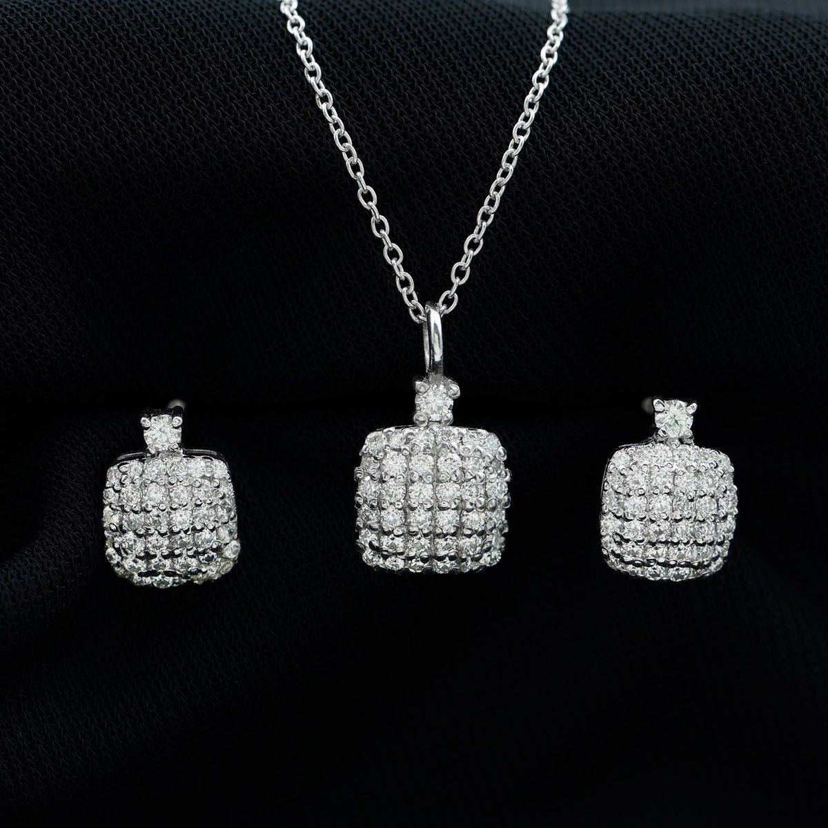 Round Moissanite Matching Necklace and Earrings Set