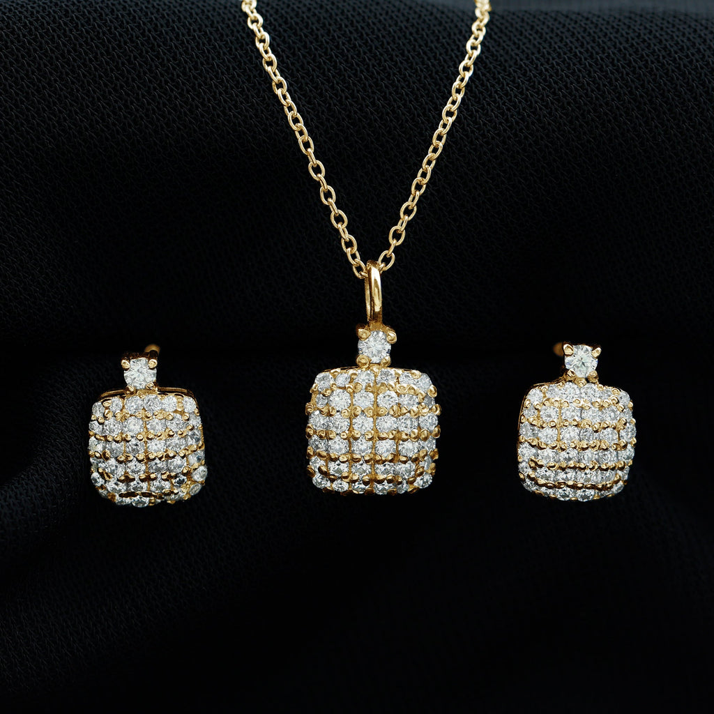 Round Moissanite Matching Necklace and Earrings Set