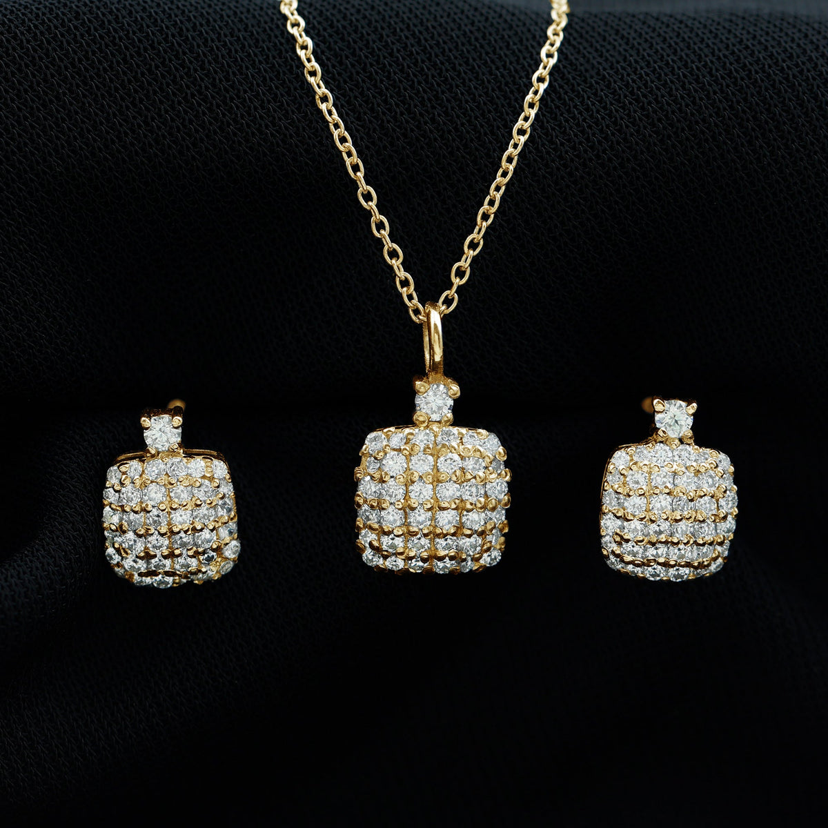 Round Moissanite Matching Necklace and Earrings Set