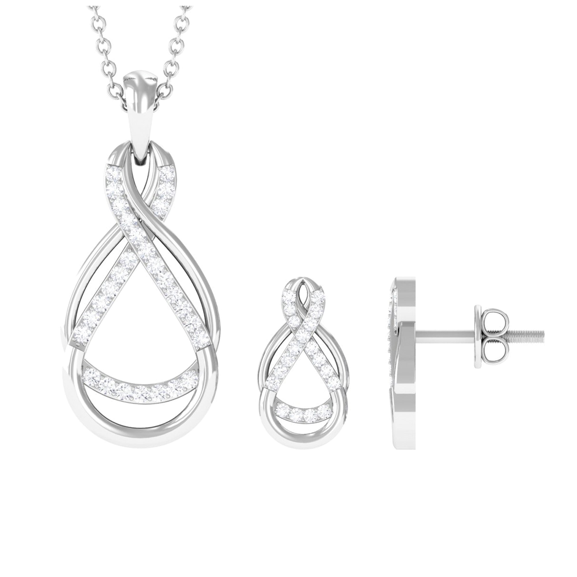 Certified Moissanite Infinity Pendant and Earrings Set