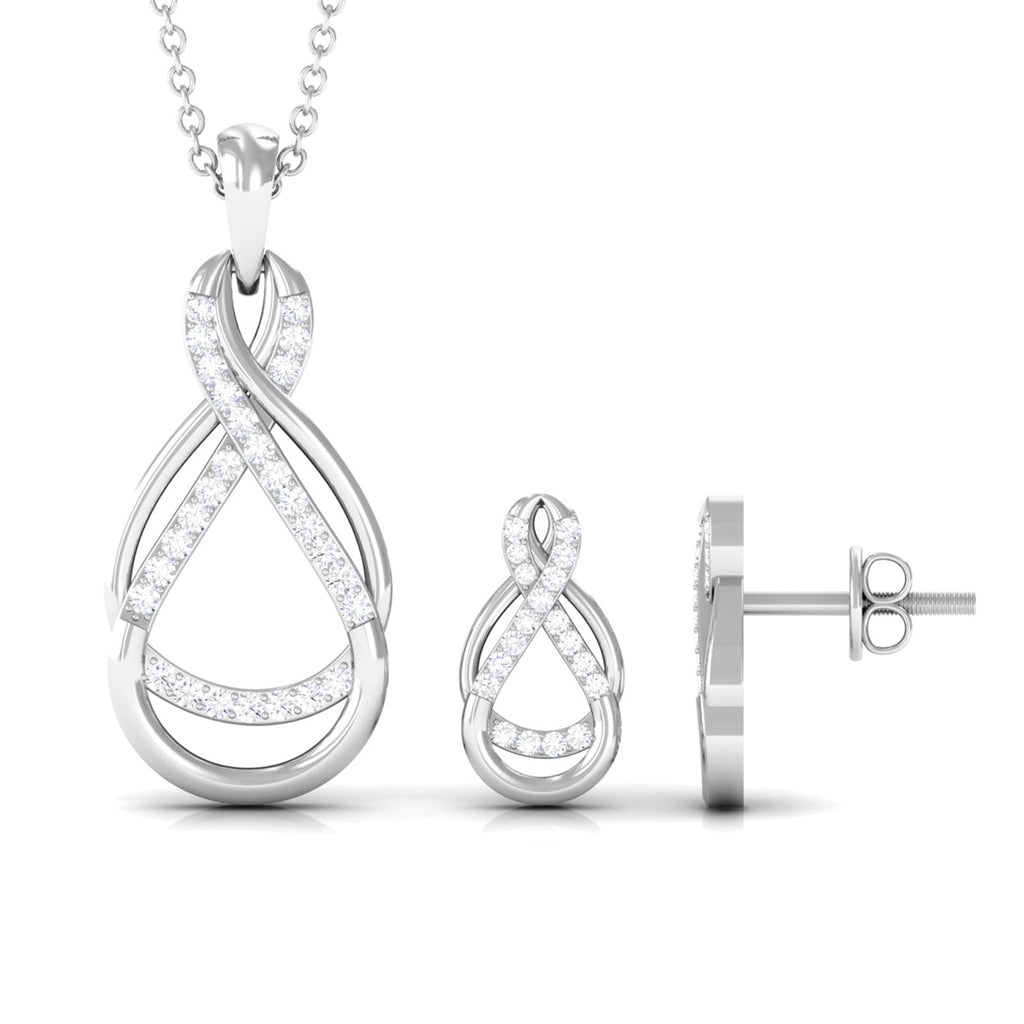 Certified Moissanite Infinity Pendant and Earrings Set