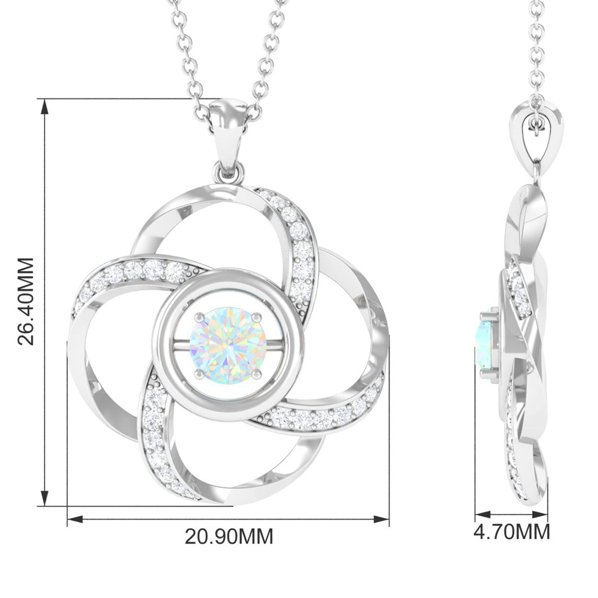Natural Ethiopian Opal Floral Pendant Necklace with Diamond
