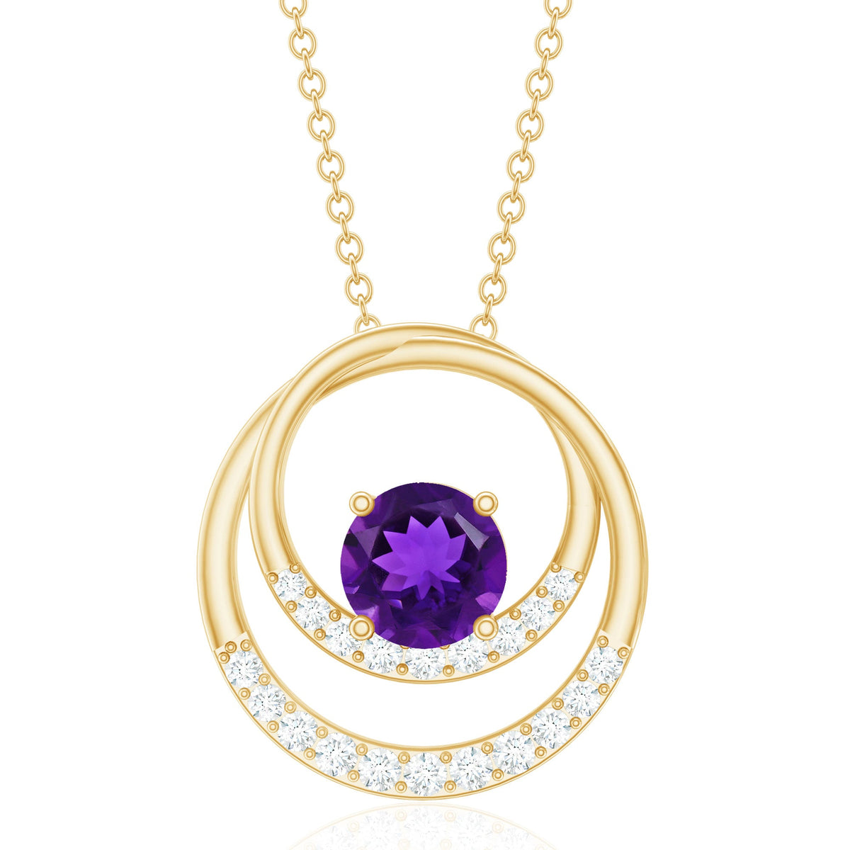 Natural 1.2 Carat Amethyst Eternity Necklace with Diamond