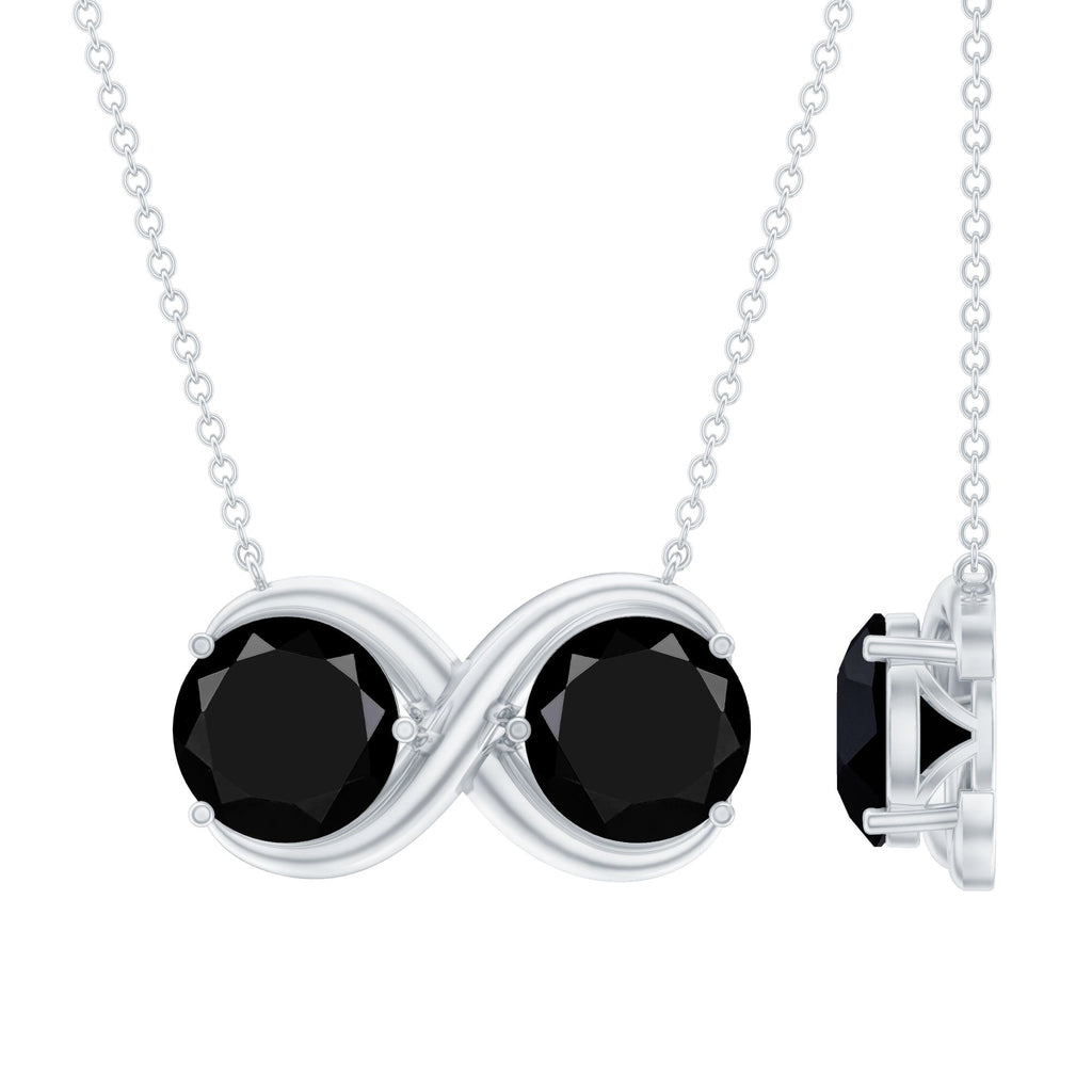 Round Cut Black Spinel Two Stone Infinity Necklace