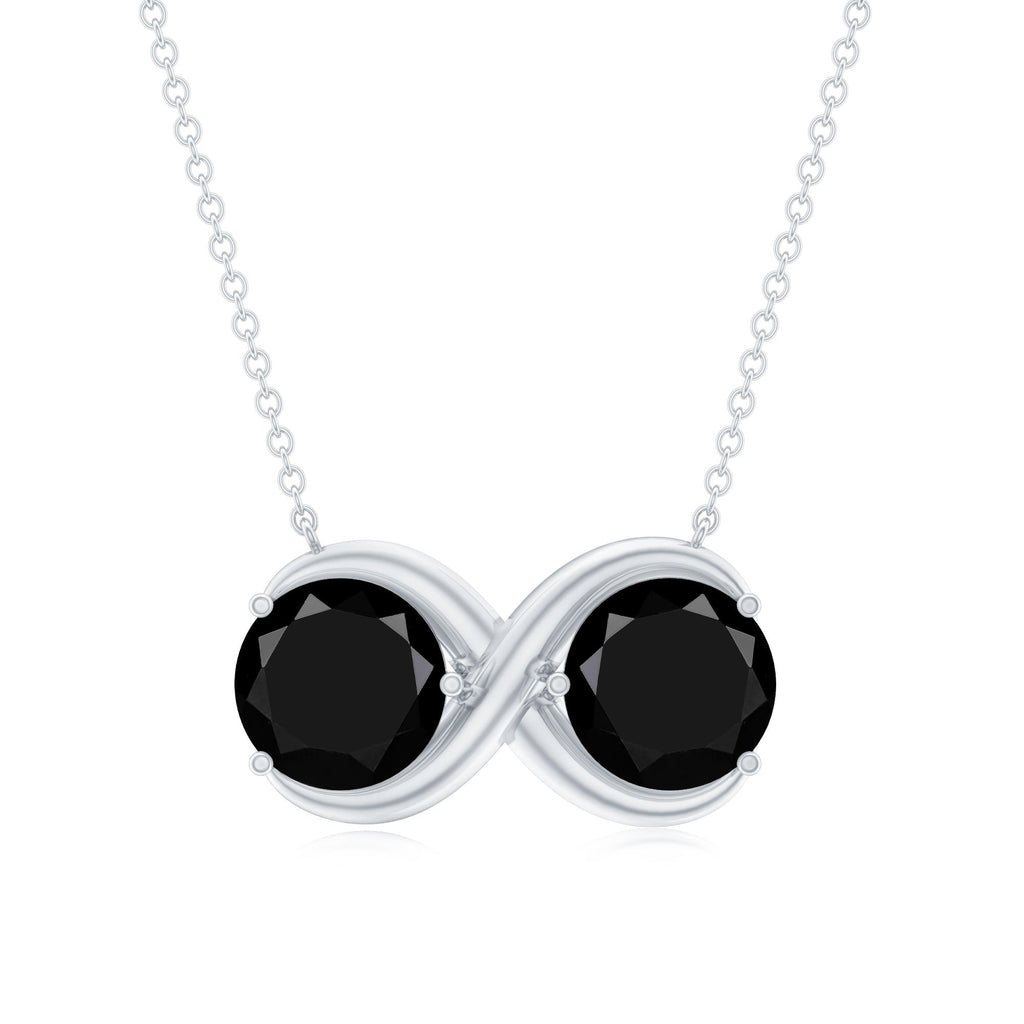 Round Cut Black Spinel Two Stone Infinity Necklace