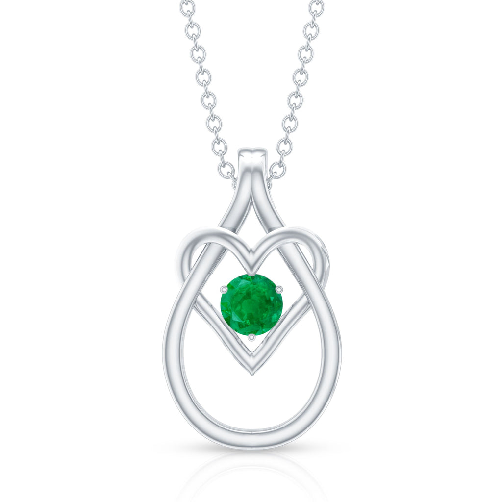 Round Shape 0.4 Carat Emerald Teardrop Heart Necklace