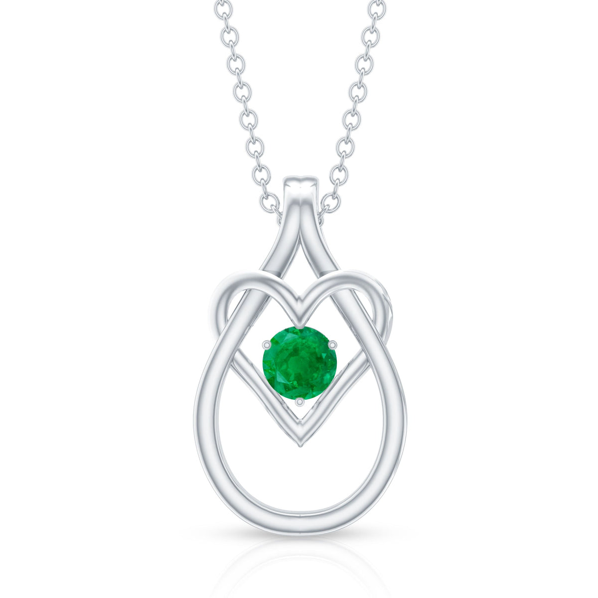 Round Shape 0.4 Carat Emerald Teardrop Heart Necklace
