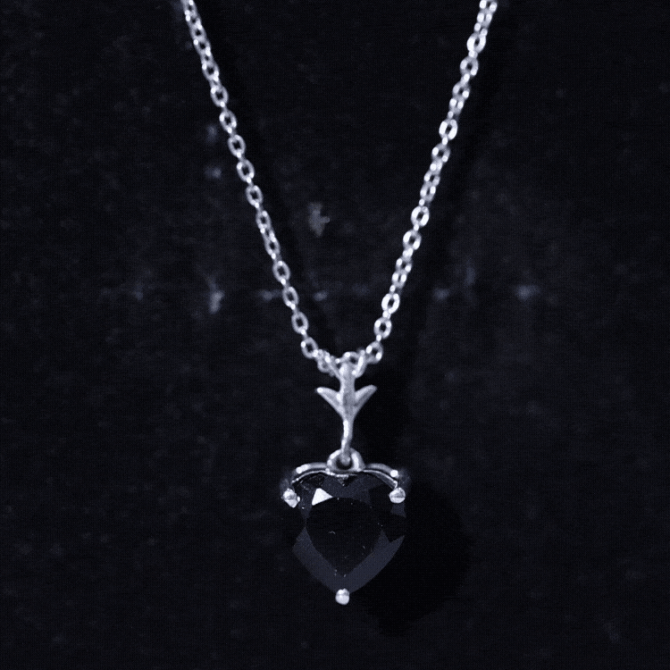 Lab Created Black Diamond Heart Shape Necklace With Chain