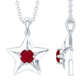 Genuine Ruby Star Pendant for Women