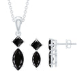 Princess and Marquise Shape Black Spinel Jewelry Set for Women