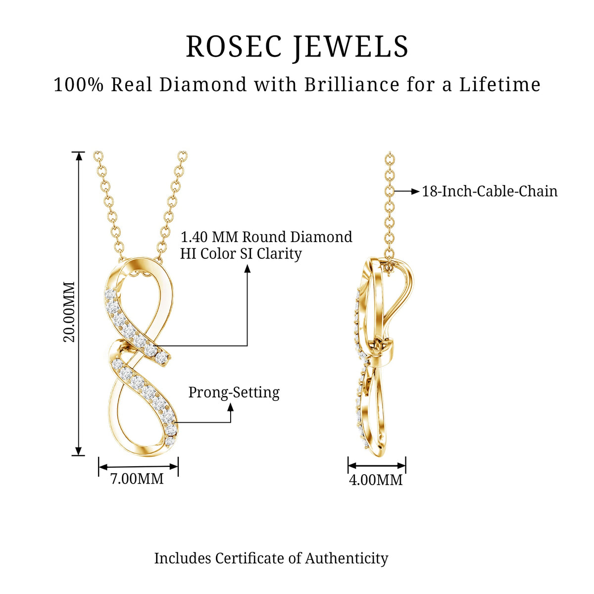 Certified Diamond Twisted Infinity Necklace