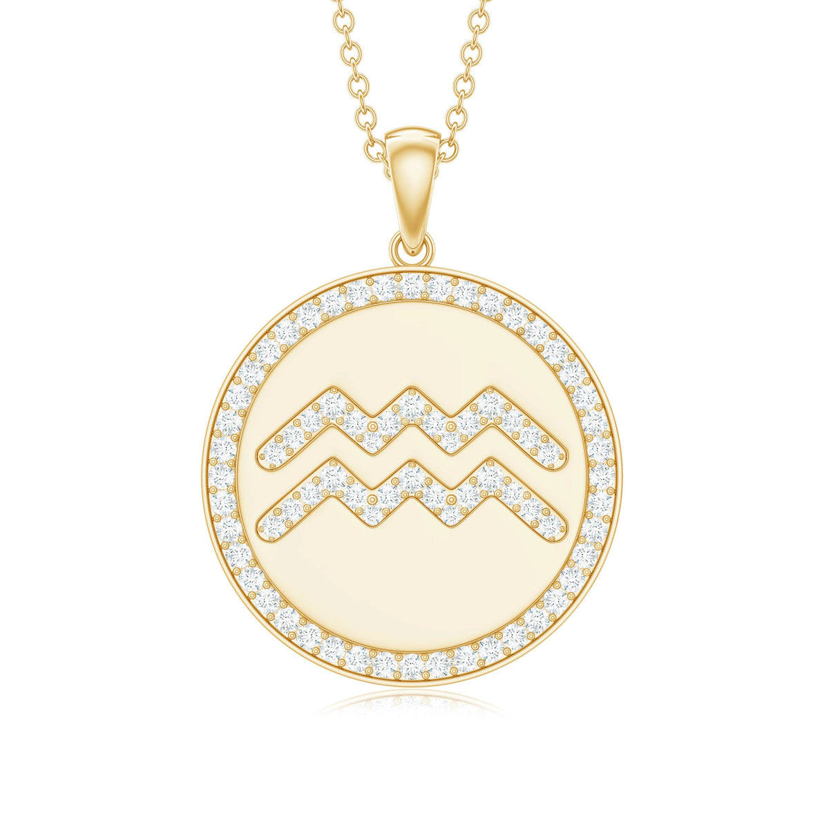 Moissanite Disc Aquarius Zodiac Pendant Necklace for Women