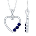 Natural Blue Sapphire Heart Pendant Necklace for Women
