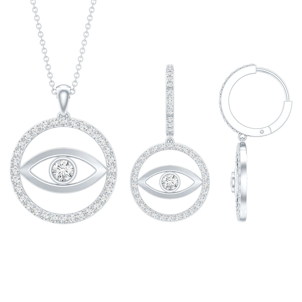 Certified Moissanite Evil Eye Necklace and Earrings Set