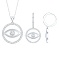 Certified Moissanite Evil Eye Necklace and Earrings Set
