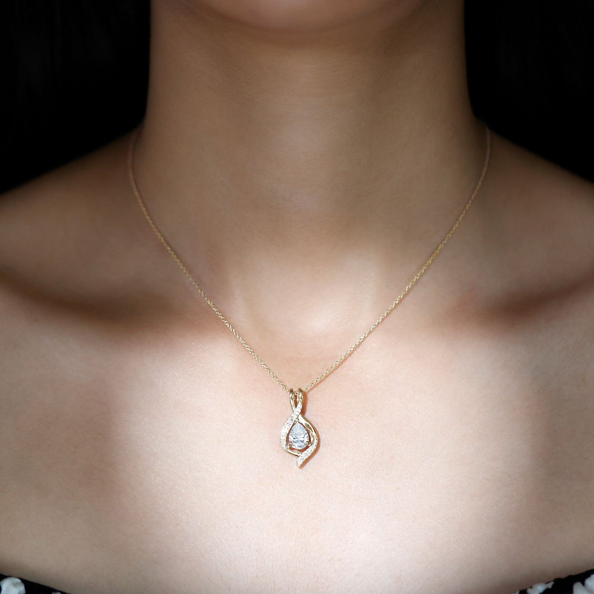 1.3 CT Certified Moissanite Teardrop Necklace for Women