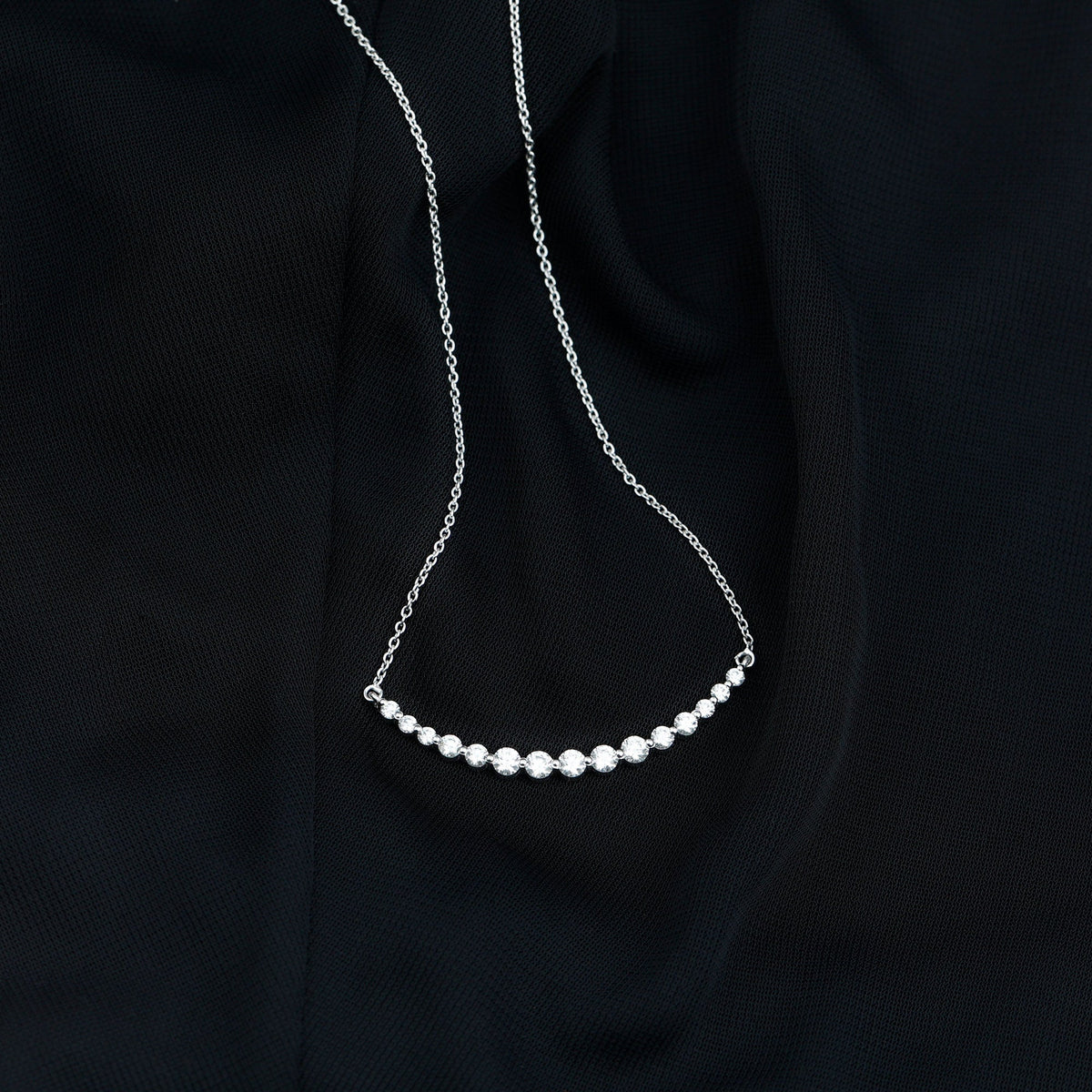 Moissanite Curved Bar Necklace for Women