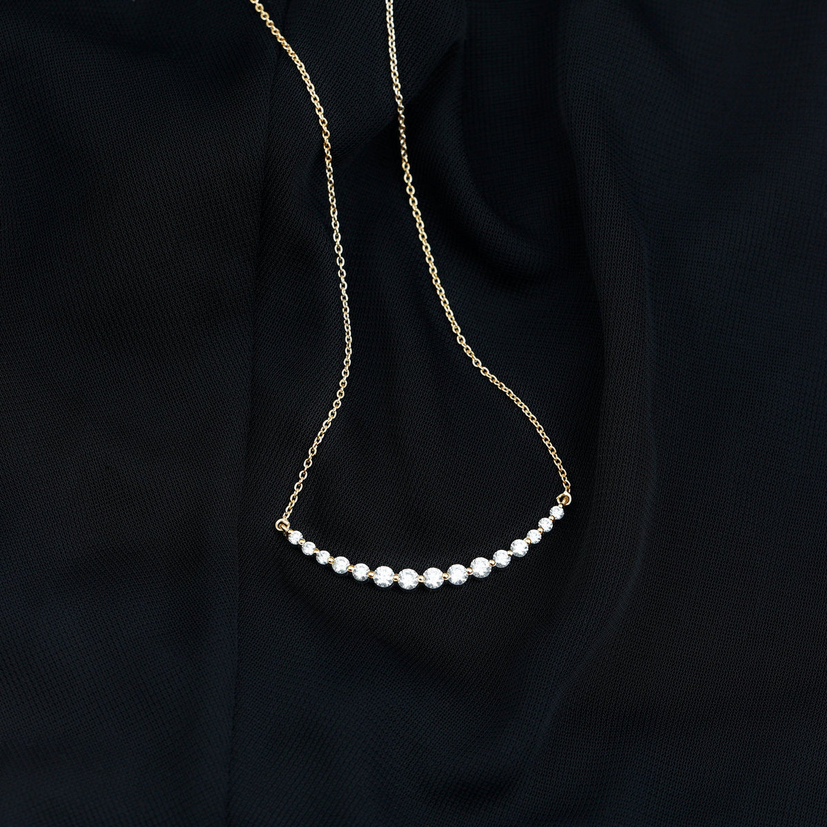 Moissanite Curved Bar Necklace for Women