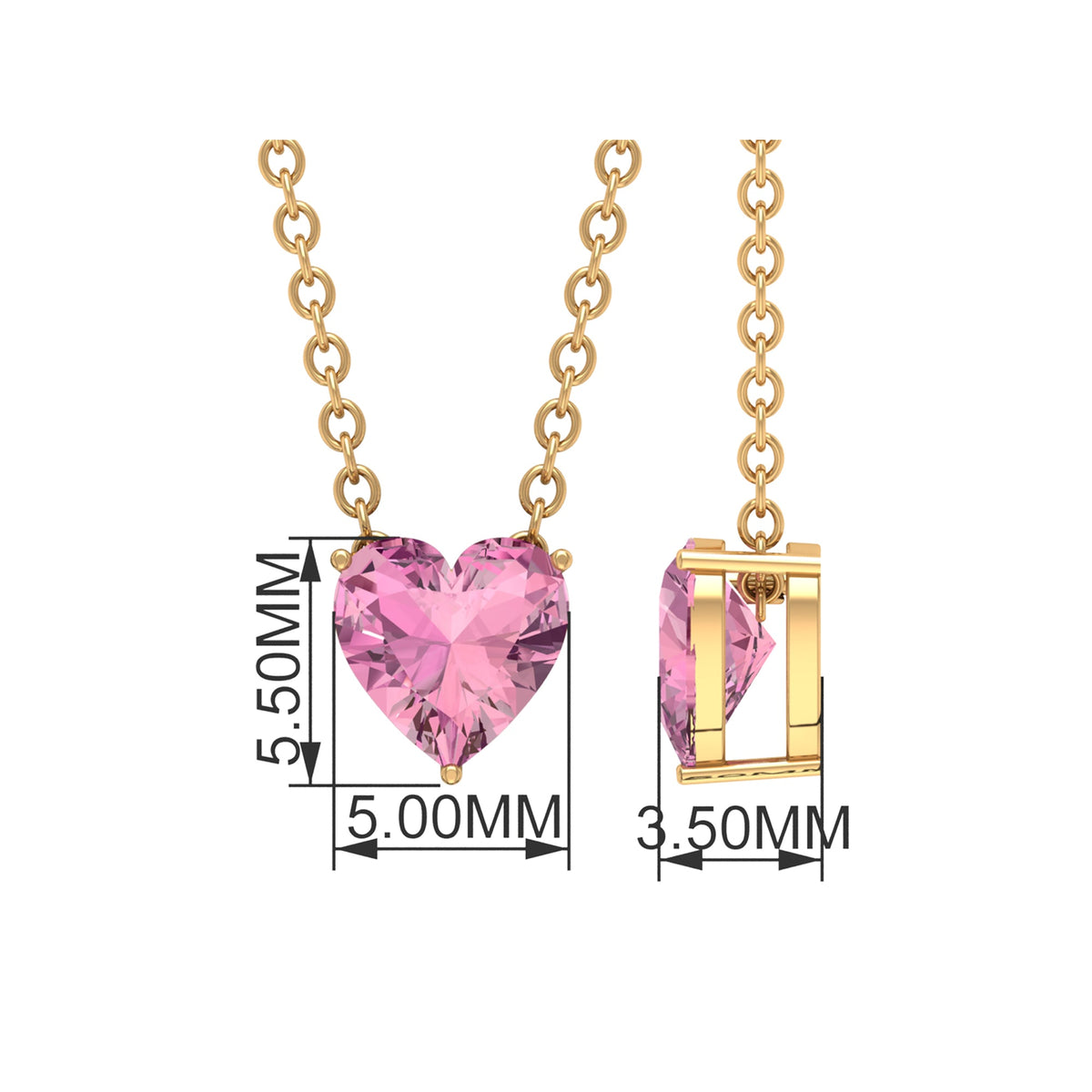 0.9 Carat Heart Shape Pink Tourmaline Pendant Necklace